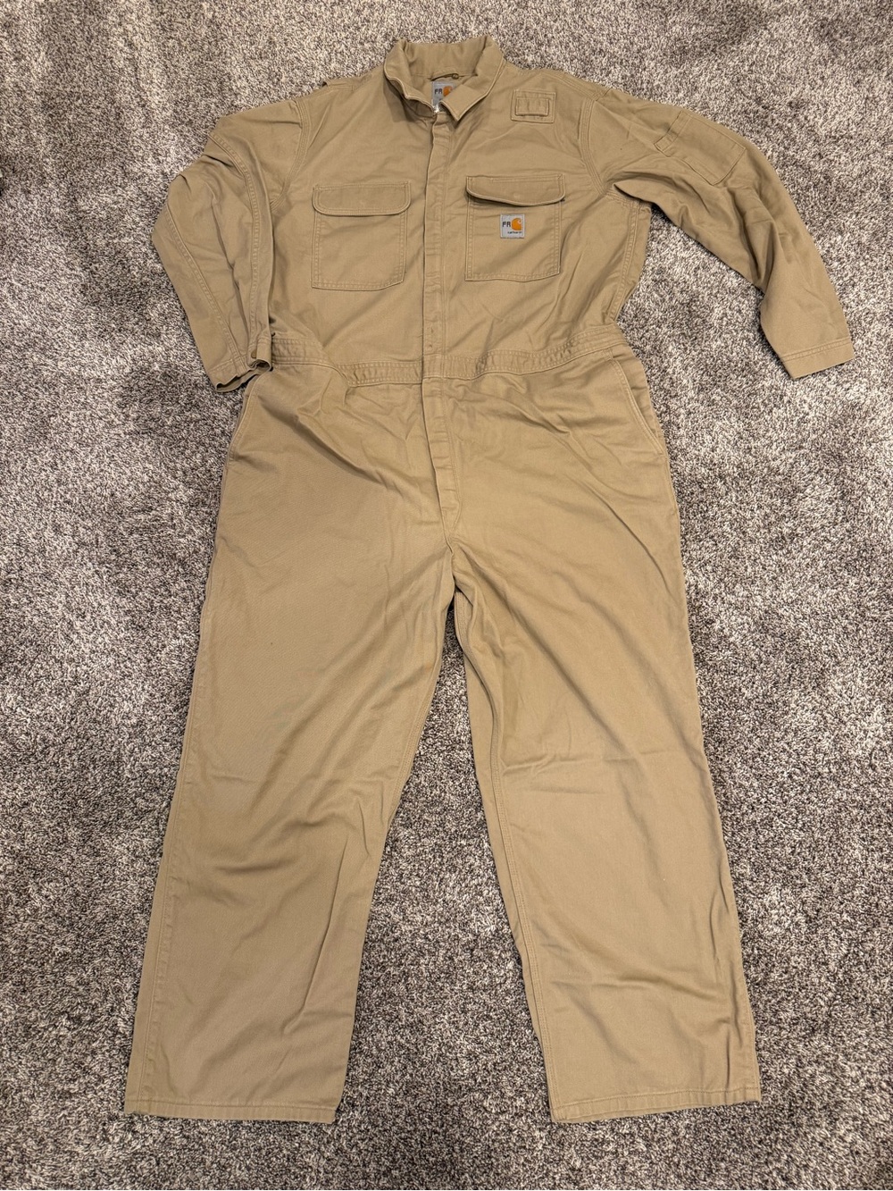 Carhartt FR Flame Resistant Coveralls Sz 50 Regular Tan Khaki Workwear ATPV 11.2
